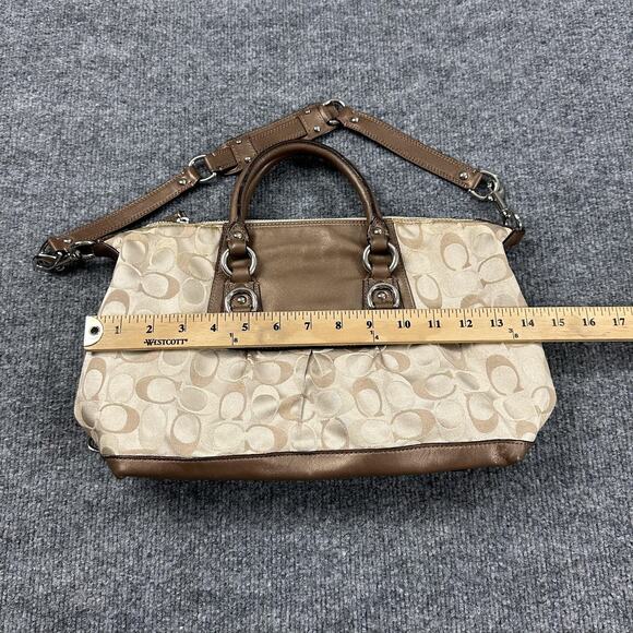Coach Ashley Signature Satchel Handbag Purse Khaki Brown Colorway Casual Work - Picture 11 of 14